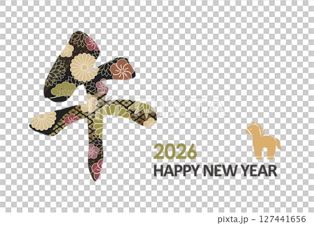 2026 年新年材料 - 馬年日式新年賀卡模板 2026 年新年材料 - 馬年日式新年賀卡模板 127441656