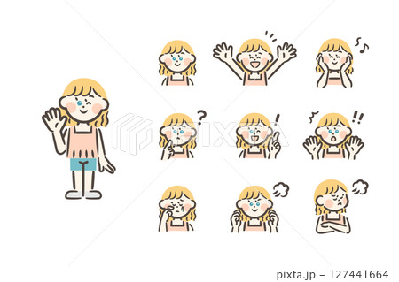 ヨーロッパ系の女の子 全身+表情9種 ヨーロッパ系の女の子 全身+表情9種 127441664