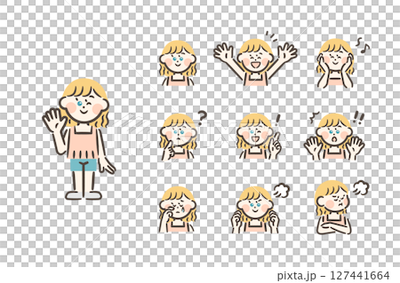 ヨーロッパ系の女の子 全身+表情9種 ヨーロッパ系の女の子 全身+表情9種 127441664