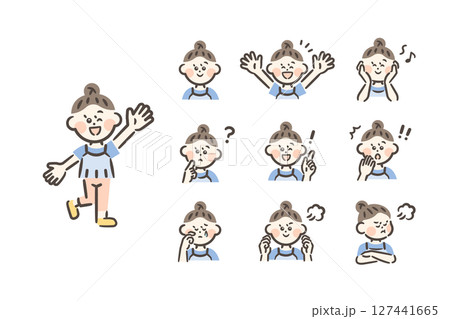 アジア系の女の子 全身+表情9種 アジア系の女の子 全身+表情9種 127441665