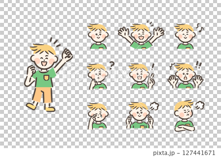 美國男孩-全身+9種臉部表情 127441671