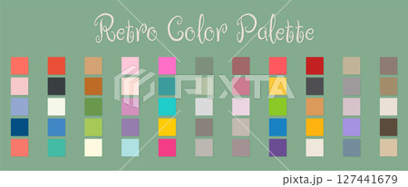 retro color palette with harmonious swatches flat vector illustration. 127441679