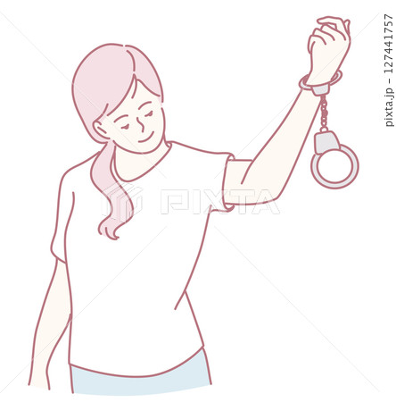 An Empowered Woman Boldly Breaking Free from Chains of Handcuffs and Embracing Life An Empowered Woman Boldly Breaking Free from Chains of Handcuffs and Embracing Life 127441757