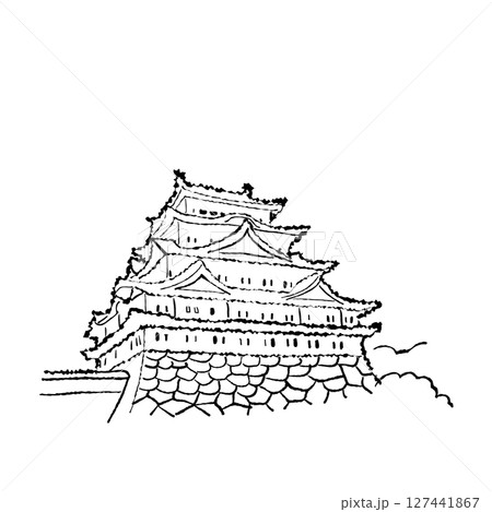 名古屋名所　名古屋城　イラスト 127441867