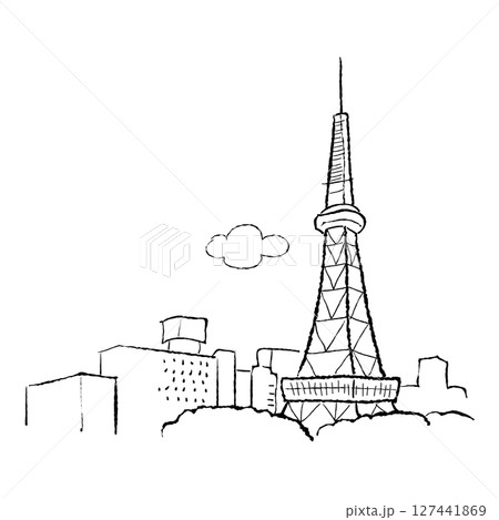 名古屋名所 名古屋テレビ塔 イラスト 名古屋名所 名古屋テレビ塔 イラスト 127441869