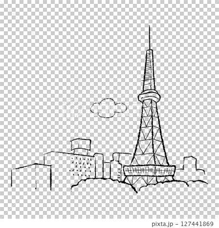 Nagoya's famous spot, Nagoya TV Tower, illustration 127441869