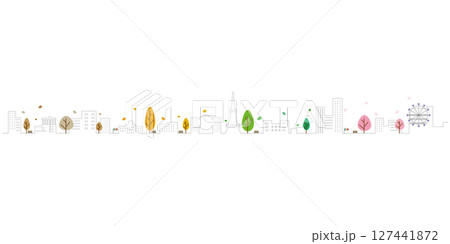名古屋名所のシンプルな街並み　イラスト 127441872