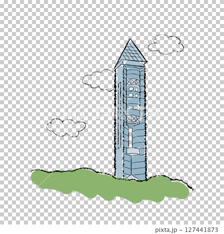 Nagoya landmark Higashiyama Sky Tower illustration 127441873
