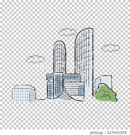 Nagoya's famous Central Towers illustration Nagoya's famous Central Towers illustration 127441876