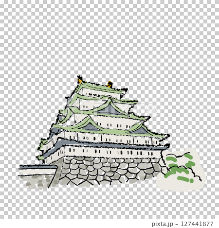 Nagoya famous place Nagoya Castle illustration Nagoya famous place Nagoya Castle illustration 127441877