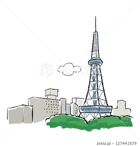 名古屋名所 名古屋テレビ塔 イラストのイラスト素材 [127441879] - PIXTA
