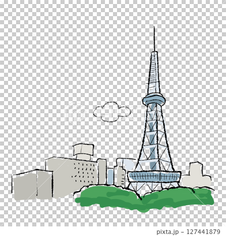 Nagoya's famous spot, Nagoya TV Tower, illustration 127441879