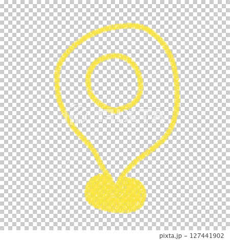 Hand-drawn simple location icon illustration Yellow material Crayon style 127441902