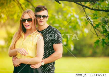 Happy couple in park 127442213