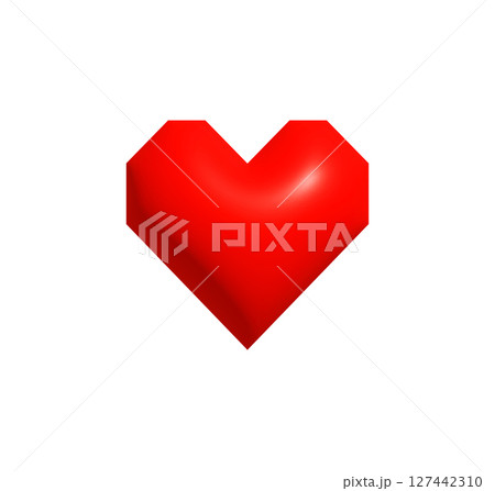 Pixel Style Red Heart Icon for Valentines Day, gamer love message, Minecraft sticker, geek greeting card, digital chat, blocky emoji, retro-style romance and fun couple gift. Vector Illustration 127442310