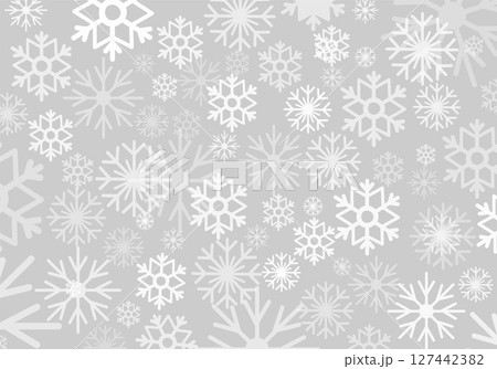 A soft gray background is adorned with a variety of delicate snowflakes, creating a perfect winter-themed vector illustration ideal for festive designs and backgrounds A soft gray background is adorned with a variety of delicate snowflakes, creating a perfect winter-themed vector illustration ideal for festive designs and backgrounds 127442382