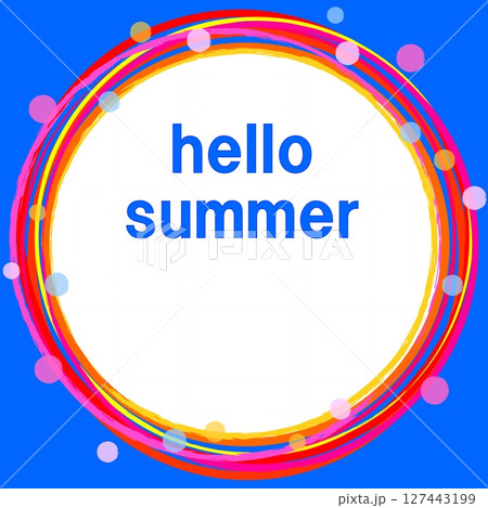 ハローサマー　hello summer　フレーム　リング　ドット　ブルー 127443199
