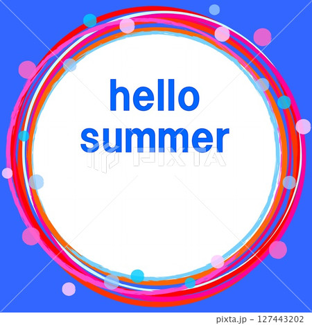 ハローサマー　hello summer　フレーム　リング　ドット　ブルー 127443202
