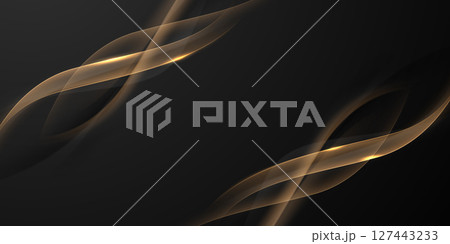 Abstract modern design black background with luxury golden elements vector illustration. 127443233