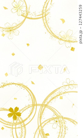 金箔ふる高級感の和風背景たてイラスト 127443259