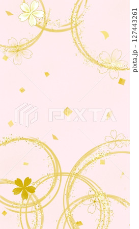 金箔ふる高級感の和風背景たてイラスト 127443261