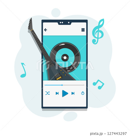 Mobile Music App With Retro Vinyl Style 127443297
