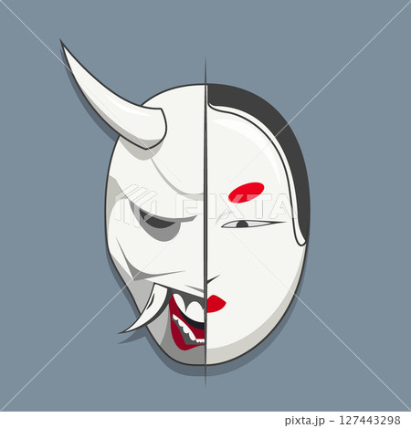 Traditional Japanese Mask Art Illustration Concept Traditional Japanese Mask Art Illustration Concept 127443298