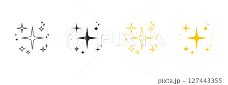 Shining Star And Sparkle Line And Solid Icon Set. Starburst, Twinkle, And Glitter Symbol Collection. Isolated Vector Illustration 127443355