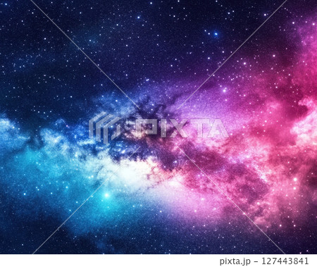 Vibrant cosmic nebula with swirling colors of blue, pink, and purple 127443841