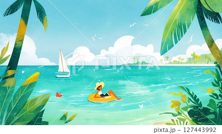 夏、バカンス、南国 127443992