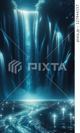 【スマホ壁紙用】星を運ぶ滝の音 127444157