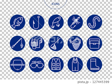 釣魚圖示象形文字向量插圖集 127445399