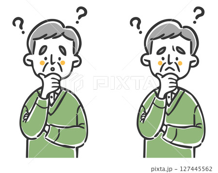 疑問を持つシニア男性 上半身 ベクター 疑問を持つシニア男性 上半身 ベクター 127445562