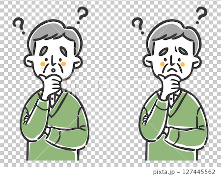 疑問を持つシニア男性 上半身 ベクター 疑問を持つシニア男性 上半身 ベクター 127445562