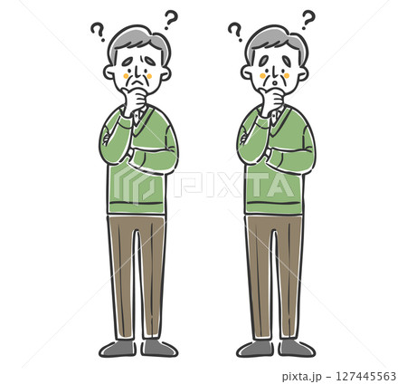疑問を持つシニア男性　全身　ベクター 127445563