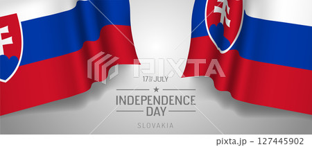 Slovakia happy independence day greeting card, banner with template text vector illustration 127445902