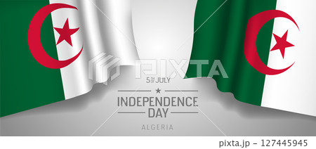 Algeria happy independence day greeting card, banner with template text vector illustration Algeria happy independence day greeting card, banner with template text vector illustration 127445945