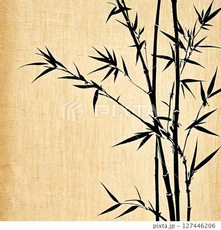 和風の背景素材に使える、すだれに影の影と影を落とす植物 127446206