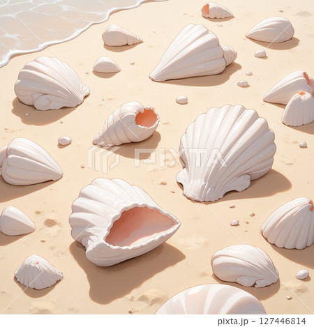 静かに輝く砂と貝 静かに輝く砂と貝 127446814