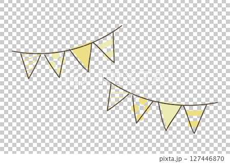Simple and cute hand-drawn garland in yellow Simple and cute hand-drawn garland in yellow 127446870