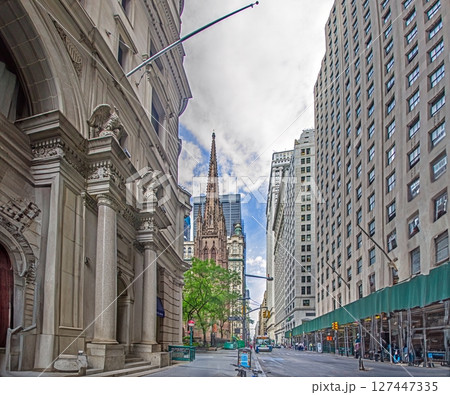 Trinity Church and Wall Street buildings NYC Trinity Church and Wall Street buildings NYC 127447335