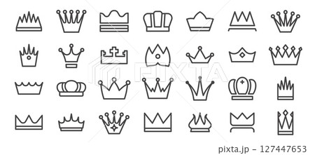Crown line icons. Queen king crowns royal...のイラスト素材 [127447653] - PIXTA