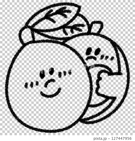 Cute loquat illustration (monochrome) 127447956