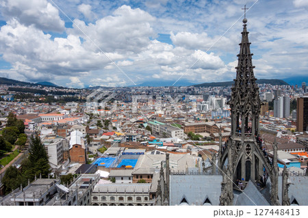 View of Basilica of the National Vow (Basilica del Voto Nacional) and Quito city View of Basilica of the National Vow (Basilica del Voto Nacional) and Quito city 127448413