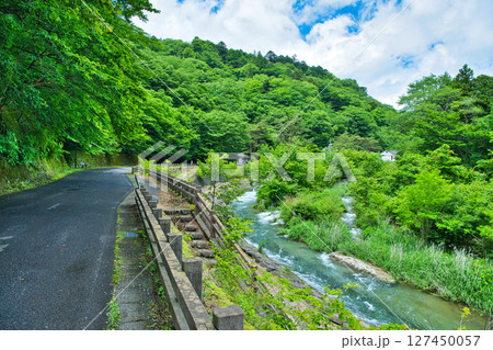 栃木県那須塩原市 初夏の板室温泉の風景 栃木県那須塩原市 初夏の板室温泉の風景 127450057