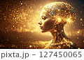 画像生成AI技術を象徴する輝くサイボーグ女性 127450065