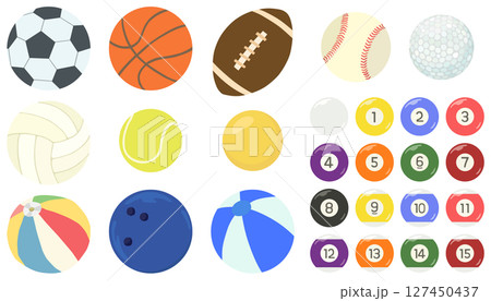 球技のボールイラストセット スポーツ ベクター素材 球技のボールイラストセット スポーツ ベクター素材 127450437