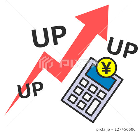生活費や物価が高騰して急上昇するイラスト 127450606
