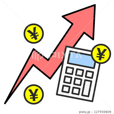 生活費や物価が高騰して急上昇するイラスト 生活費や物価が高騰して急上昇するイラスト 127450609