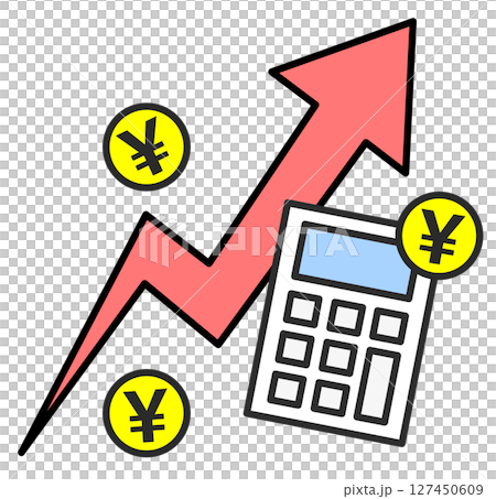 生活費や物価が高騰して急上昇するイラスト 生活費や物価が高騰して急上昇するイラスト 127450609
